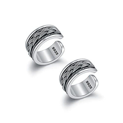 CHIC & ARTSY 925 Sterling Silver Ear Cuffs for Women, Non Piercing Clip On Cartilage Cuffs, Adjustable Fake Conch & Helix Earrings, Gold Plated & Oxidized Various Styles - color: ear cuff #16