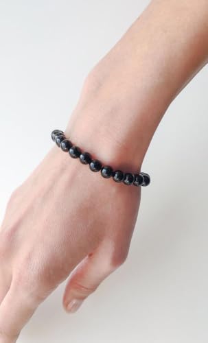 Carnelian Bracelet - Stone of Luck,Stretch Natural Stone Crystal Beads Jewelry Gifts for Women Men Unisex - color: Black Obsidian-Pleasure, size: 6mm