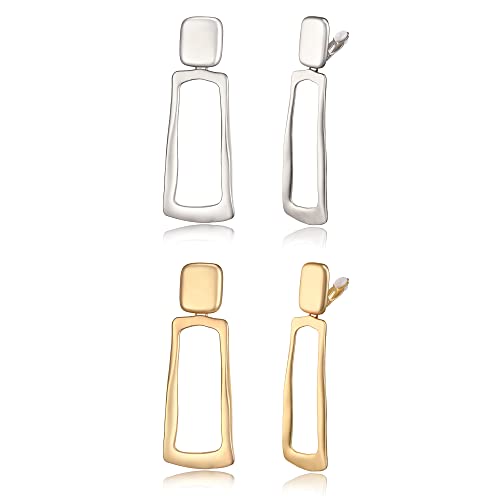 FANZE 2-3 Pairs Clip on Earrings Drop Earrings Set,Big Matte Gold Earrings Statement Earrings Jewelry Gift for Women - color: Set-11