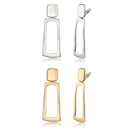 FANZE 2-3 Pairs Clip on Earrings Drop Earrings Set,Big Matte Gold Earrings Statement Earrings Jewelry Gift for Women - color: Set-11