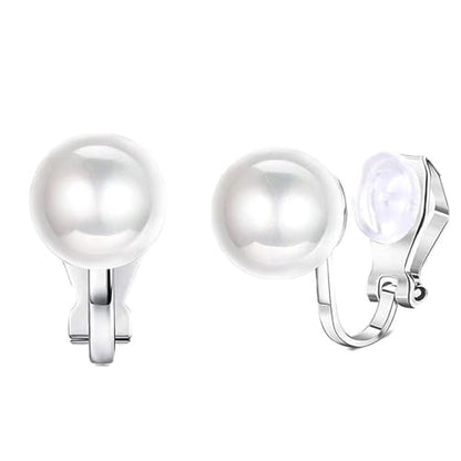 Aloha Earrings Simulated Freshwater Pearl Clip On Stud Earrings - style: Silver Tone