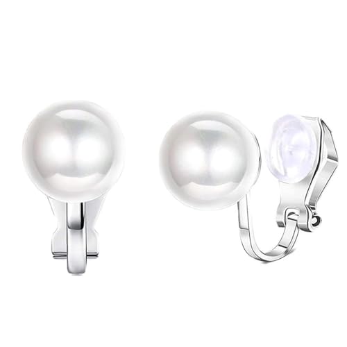 Aloha Earrings Simulated Freshwater Pearl Clip On Stud Earrings - style: Silver Tone