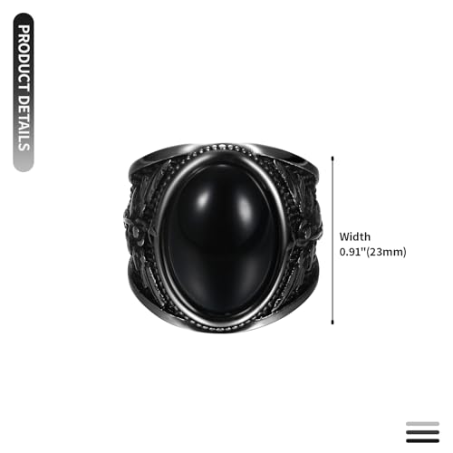 OIDEA Signet Rings for Men: St Michael The Great Protector Archangel Defeating Satan Figurine Amulet Ring Biker Rings - color: Black Tiger Eye