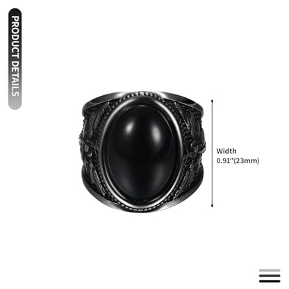 OIDEA Signet Rings for Men: St Michael The Great Protector Archangel Defeating Satan Figurine Amulet Ring Biker Rings - color: Black Tiger Eye