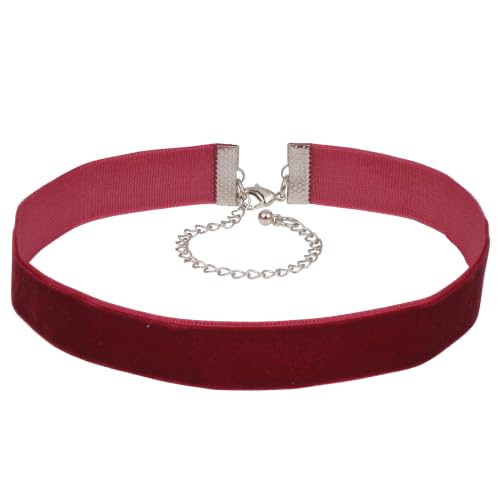 Velvet Choker Necklace for Women Goth Halloween Y2K Ribbon Collar Set - color: Wine-0.6''-20pcs