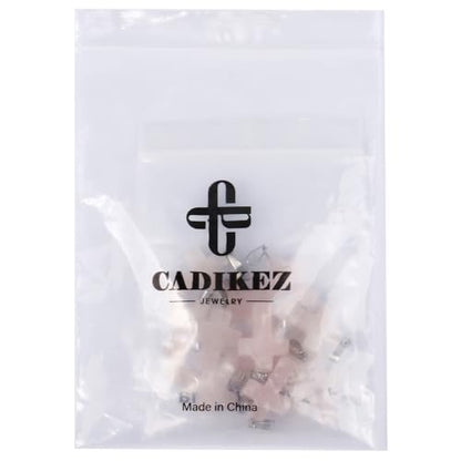 12PCS Natural Stone Cross Pendant Gemstone Charms Bulk for Jewelry Making | Healing Crystal Quartz Chakra Reiki Gemstone Pendants Charms Bulk for Necklace Craft - color: Rose Quartz Cross