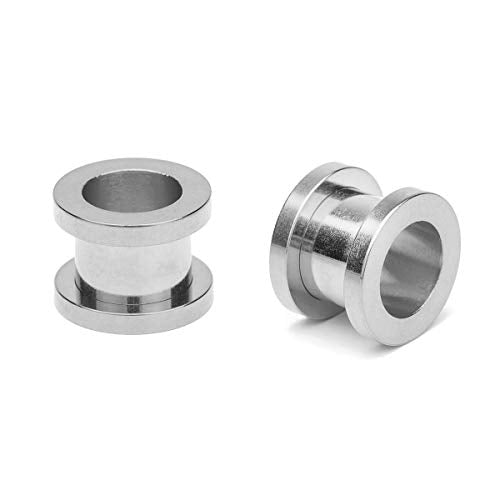 18PCS Ear Tunnels Kit Stainless Steel Screw Fit 14G-00G Gauges Plugs Set Double Flared Stretcher Expander Body Piercing Jewelry - color: Silvertone