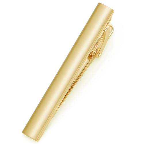 HONEY BEAR 5cm/5.4cm/6cm Mens Tie Clip Bar for Normal Size Steel Business Wedding Gift 1.97"/2.12"/2.36" - style: 5cm Brushed Gold Vertical