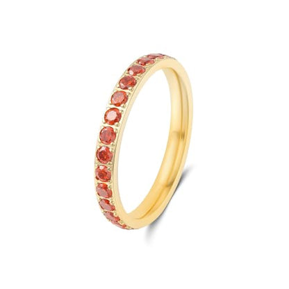 Birthstone Rings for Women 14K Gold Filled Stacking Rings for Oura Ring Gen 4/Oura Ring Gen 3, Cubic Zirconia Wedding Eternity Bands - color: 07. July