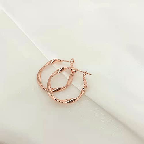 Rose/White/18k Gold Plated Hoop Earrings Lightweight Hoop Earrings For Women Loop Earrings 1in 2in - color: Rose Gold, size: 30mm
