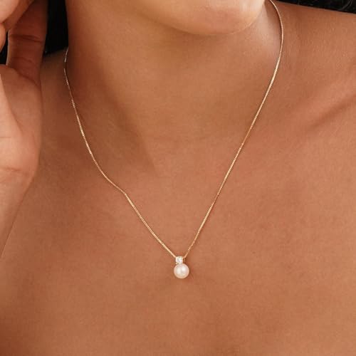 Pearl Necklaces for Women,Dainty Gold Pendant Necklaces Waterproof Jewelry | 14K Gold Plated Pearl Necklaces,Dainty Elegant Wedding Necklace,Small Cute Adjustable Minimalist Necklace,Non Tarnish Jewelry - color: GOLD-6