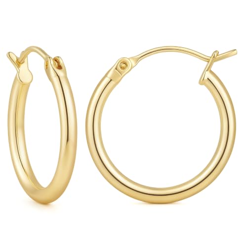 14K Gold Hoop Earrings for Women 14K Gold Earrings for Women | Gold Hoop Earrings for Women Classic Hypoallergenic Lightweight Hoop Earrings for Women 14/16/18/20/25/30/35/40/45/50/60/70mm - size: 18mm