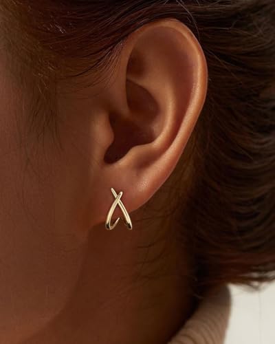 Stud Earrings for Women- 14K Gold/White Gold Plated/Black Bow Dragon Softball Snake Bat Stud Earrings - color: Ear Cuff Stud