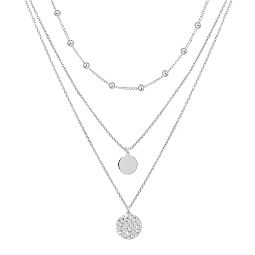 YANCHUN Layered Necklaces for Women Gold Necklace Stack Star Heart Choker Dainty Necklace Love Heart Chain Jewelry Gifts for Women - color: C:Dainty Silver Layered Necklace