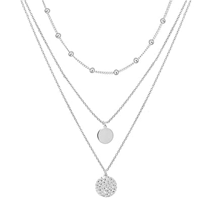 YANCHUN Layered Necklaces for Women Gold Necklace Stack Star Heart Choker Dainty Necklace Love Heart Chain Jewelry Gifts for Women - color: C:Dainty Silver Layered Necklace