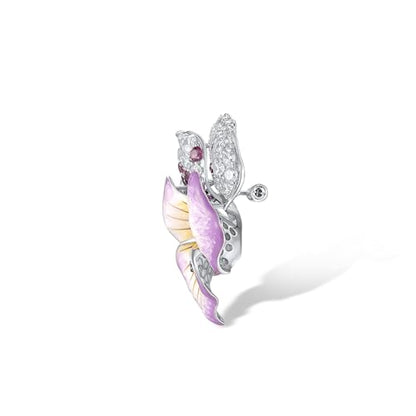 Santuzza 925 Sterling Silver Enamel Brooch Pin for Women - color: [D]Orchid-Purple