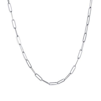 Stainless Steel Dainty Paperclip Link Chain Necklace for Women with Extension - Silver and Gold Color - color: Silver Color-24"