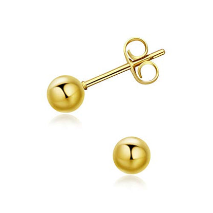 FOSIR 6 Pair Tiny Women 14K Gold Plated Ball Stud Earrings Surgical Stainless Steel Earrings Set, 2-6MM - style: 6 pair diameter,5mm