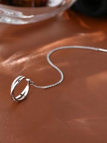 Long Chain Cuff Earrings Gold Silver Wrap Tassel Earrings Minimalist Cz Round Stud With Chain Cuff Double Piercing Jewelry Statement Fake Earrings for Women - color: style1-silver-1pcs