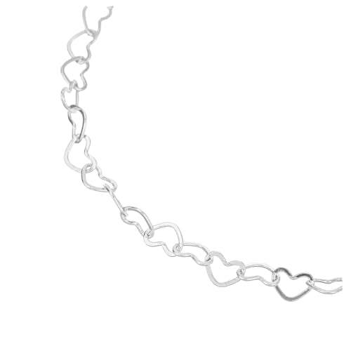 14K White Gold Plated Link Bracelet for Women Heart Star Round Beaded Charms Dainty Chain Simple Jewelry Gifts - color: star hollowed-white