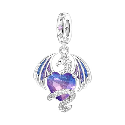 Charm for Bracelets and Necklaces, Heart Animals 925 Sterling Silver Bead Celestial Sun Moon Star Charms Jewelry Gift for Women Girls - color: Dragon Charm