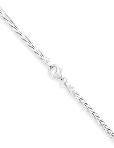 Miabella Italian Solid 925 Sterling Silver, 18K Yellow Gold Plated 2mm Domed Herringbone Snake Chain Link Bracelet for Women Men, Made in Italy - color: sterling silver, size: Length 6.5 inches