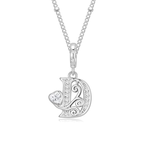 TIZU Initial Necklaces for Women - Dainty 14K Gold Plated Letter Pendant Trendy Personalized Initial A-Z Necklaces Jewelry Gift - color: Silver-D