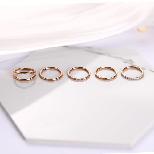 FUNLMO 3Pcs Nose Rings Double Hoop Nose Ring Conch Daith Tragus Helix Rook Piercing Jewelry Surgical Steel Cartilage Earring Conch Hoop Earring Septum Jewelry Lip Ring - color: Style 3: Rose gold,5pcs