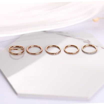 FUNLMO 3Pcs Nose Rings Double Hoop Nose Ring Conch Daith Tragus Helix Rook Piercing Jewelry Surgical Steel Cartilage Earring Conch Hoop Earring Septum Jewelry Lip Ring - color: Style 3: Rose gold,5pcs