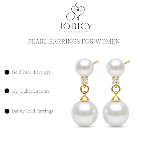 Pearl Earrings for Women Trendy, 14k Gold Plated Freshwater CZ Leaf Pearl Dangle Drop Gold Earrings Lightweight Hypoallergenic Stud Earring Bridesmaid Wedding Gold Jewelry for Women Gifts - style: two pearl earrings