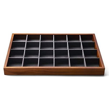 Oirlv Solid Wood Jewelry Tray,Jewelry Drawer Organizer,24 Grid(Grey) | Stackable Design,for Jewelry Necklaces Earrings and Rings,Organizing and Presentinge Legantly on Dressers&in Dresser - color: Grey 24 grid tray
