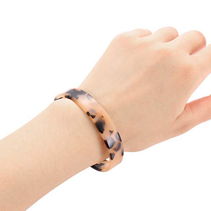 Open Cuff Bracelet Statement Acrylic Resin Lucite Cuff Bracelet Minimalist Tortoise Shell Bangles Bracelet Adjustable Lightweight Bangle - color: Leopard