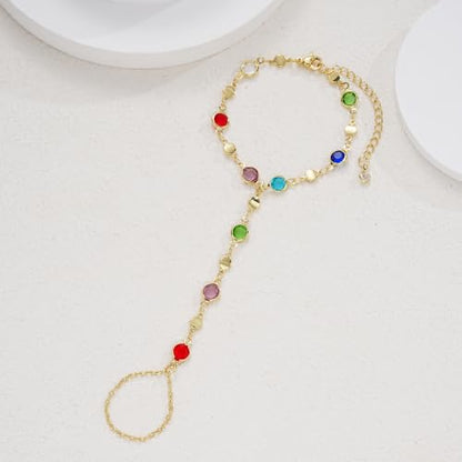 3PCS 14K Gold-Plated Hand Chain Bracelets for Women, Stack Bracelets Set Adjustable, Trendy Dainty Ring Bracelet Hand Chain - color: gold-3-set