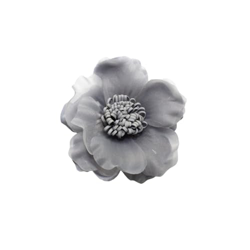 Elegant Large Cloth Flower Brooches Big Camellia Flower Pin for Women Dainty Cloth Fabric Rose Brooches Dress Skirt Scarf Hat Pins Clothing Decoration Accessories - color: Grey