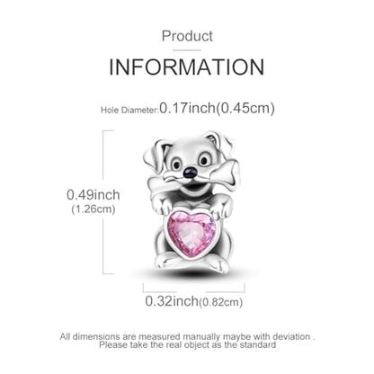925 Silver Charm for Bracelets Animal Pet Insect Series Women Jewelry Gift - color: Red puppy