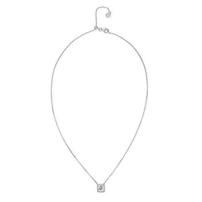 PAVOI 14K Gold Plated Post Faux Diamond Round Solitaire Pendant Halo Necklace | Gold Necklace for Women | Slider Adjustable - style: Princess