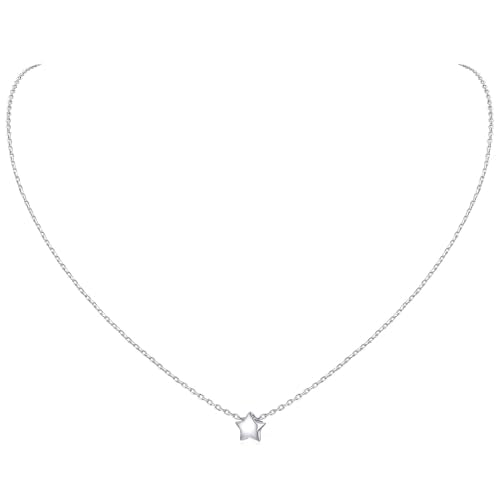 ChicSilver 925 Sterling Silver Cross/Heart/Butterfly/Star/Moon Necklace for Women, Hypoallergenic Dainty Small Silver Pendant Necklaces (with Gift Box) - style: 04.Star