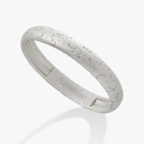 Alex and Ani Aquarius Zodiac Hinge Bangle - color: Shiny Silver