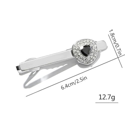 Rhinestone Triangle Tie Clip Bar for Men Silver Plated Fashion Crystal Geometric Birthstone Business Necktie Suit Shirt Tuxedo Formal Wear Brooch Dress Accessories Dainty Party Jewelry - color: Black CZ