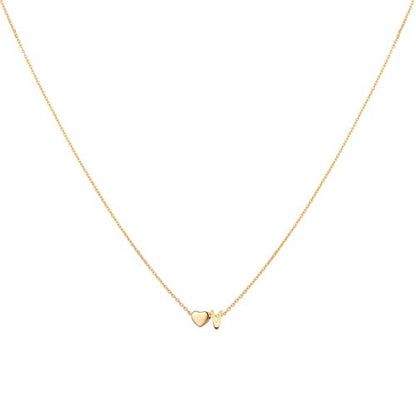 Glimmerst Initial Heart Necklace 18K Gold Plated Stainless Steel Tiny Heart Letter Necklace Personalized Monogram Name Necklace for Women - style: V