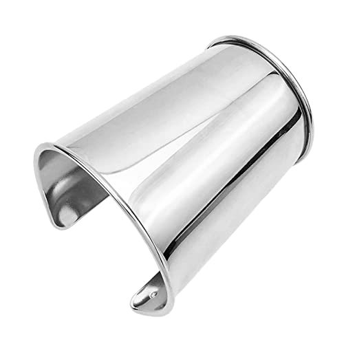 COLORFUL BLING Punk Alloy Hollow Geometric Smooth Polished Gold Hoop Open Cuff Wide Bracelet Bangle Wrist Jewelry for Women Lady - color: silver overlocking