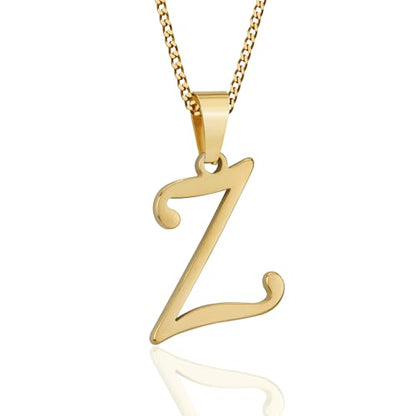 Suweibuke Initial Necklace for Men Women Boys Girls, 18K Gold Plated 26 Letters Pendant Necklace, Personalized Jewelry Gifts - color: Gold--1Z