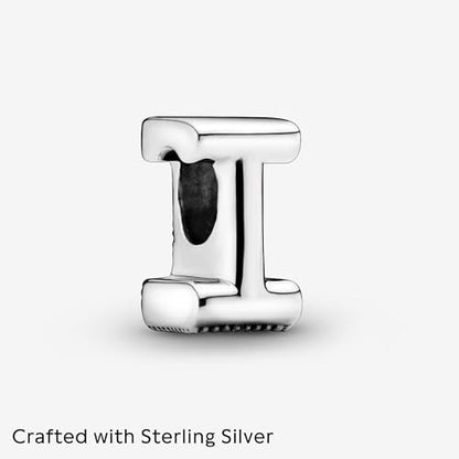 Pandora Alphabet Charm - Compatible Moments - Gift for Her - Made with Sterling Silver - with Gift Box - style: Letter I