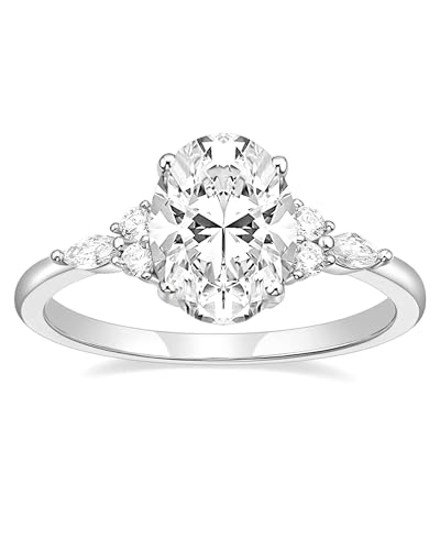TIGRADE 3CT Engagement Ring Oval Cut Cubic Zirconia Marquise Round CZ Eternity Wedding Band for Women Size 3-12 - color: Silver