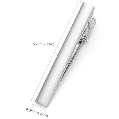 HONEY BEAR 5cm/5.4cm/6cm Mens Tie Clip Bar for Normal Size Steel Business Wedding Gift 1.97"/2.12"/2.36" - style: 5.4cm Brushed Silver Horizontal