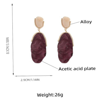 Acrylic Geometric Earrings Multilayer Resin Earrings Long Drop Dangle Earrings Acetate Tassel Earrings Long Pink Cute Jewelry Design for Women - color: White+Purple