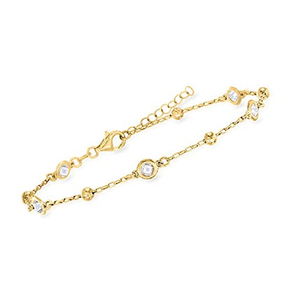 Ross-Simons Italian 1.15 ct. t.w. Bezel-Set CZ Station Anklet - style: 18kt Yellow Gold Over Sterling