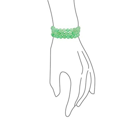 Bling Jewelry Unisex Stackable Set Of 3 Gemstone Round Bead 8MM Stretch Bracelet For Women Teen Men Multi Strand Stacking Adjustable - color: Lime Green Aventurine