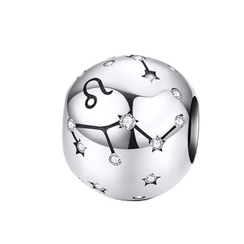 Constellation Charm 925 Sterling Silver Birthstone Bead for Pandora Charms Bracelet-Gift for Anniversary Birthday Christmas Day - color: Leo （7.23-8.22）