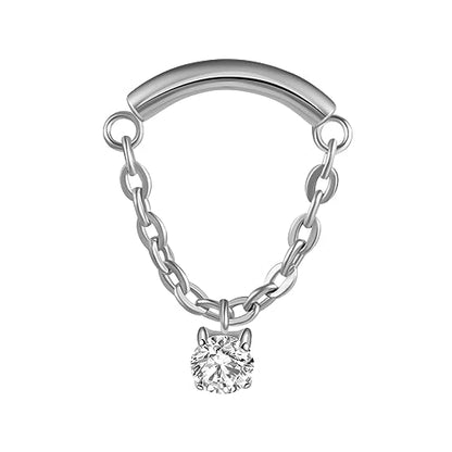 BelezaDosas G23 Titanium Labret Studs Threadless Push-in Labret Press Fit 16G Cluster Helix Lobe Conch Tragus Push Back Piercing Jewelry - style: silver chain CZ